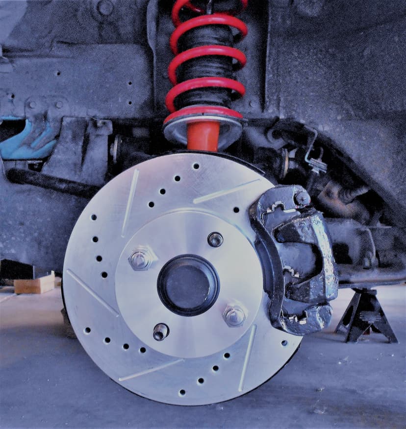 Brake disc and caliper after brake pad and disc service at Cool Cars, Swanmore, SO32 2PB